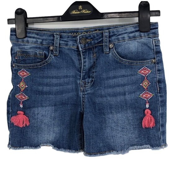 Vigoss Jean Shorts Girls Sz 16 Raw Hem Embroidered Denim 4" Inseam - Picture 1 of 9